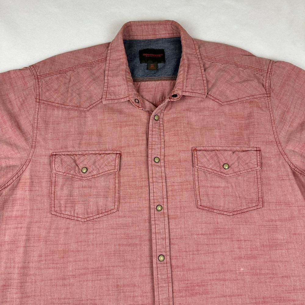 Northwest Territory Mens XXL Red Western Snap Front Short Sleeve Cotton Shirt